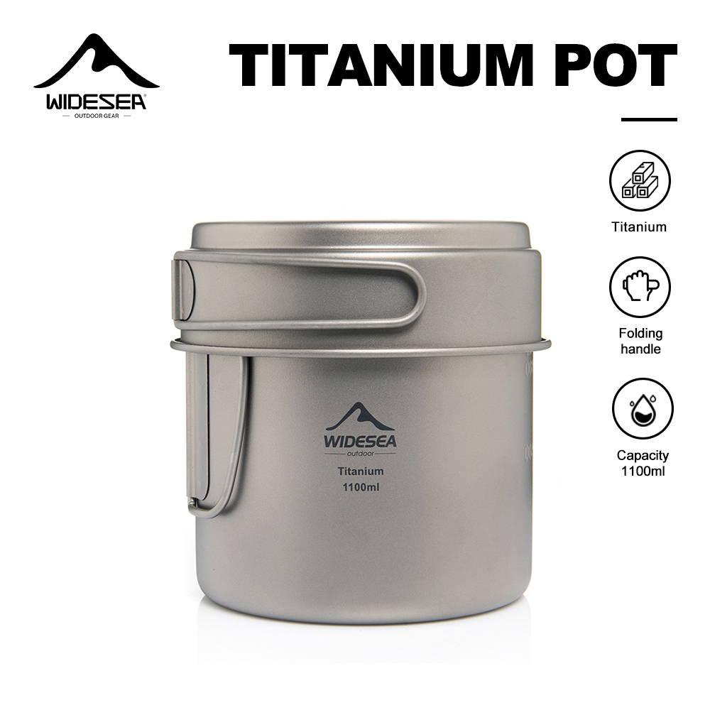 Camping Cooking Pan Set - Widesea Ultralight Titanium Camping Pot 1100ml