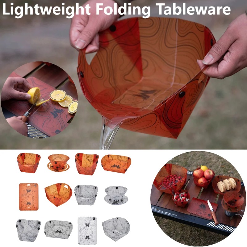 Camping Cooking Dishes - Foldable Camping Tableware Portable Bowl Dinner