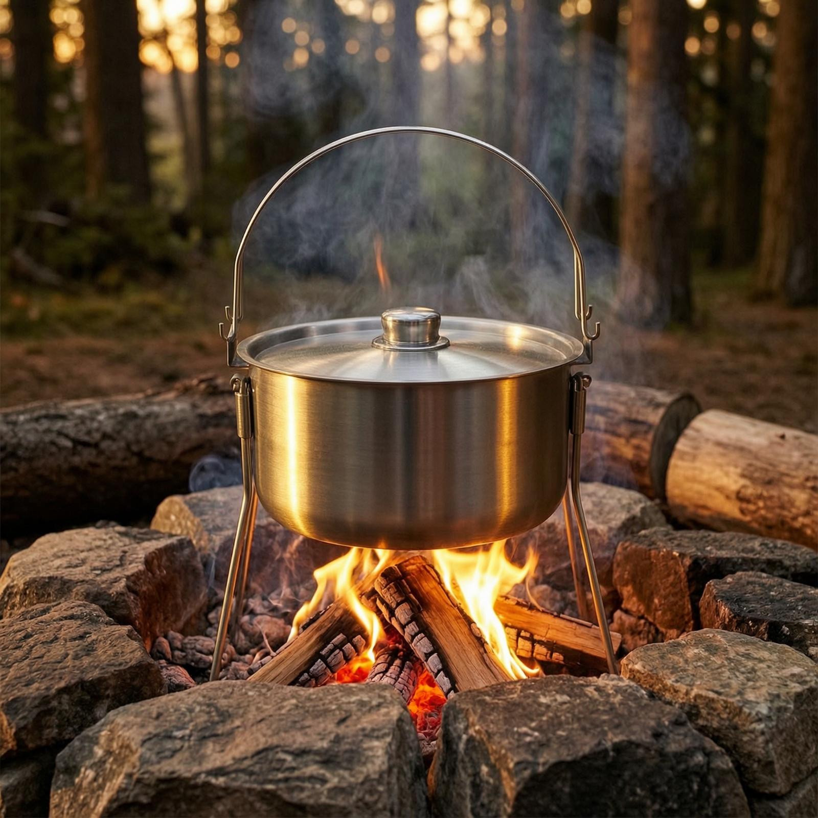 Pot with Tripod Frame Stainles - Camping Cooking Pot Tripod review and price