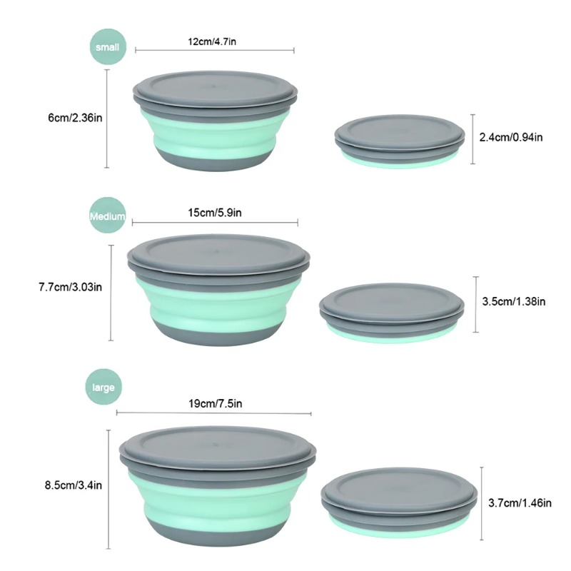 3pcs Silicone Folding Lunch Bo - Camping Cooking Dishes review and price