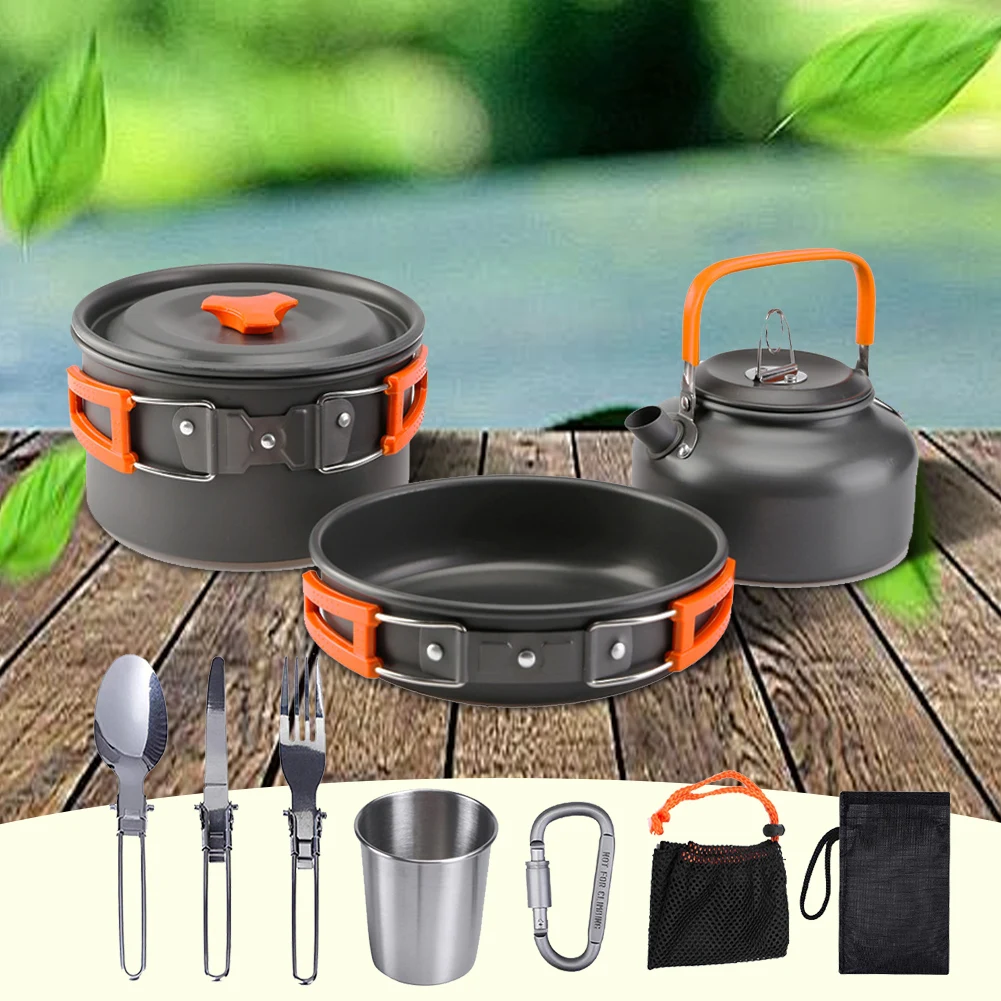 Camping Cookware Kit Kettle Po - Camping Cooking Pan Set review and price