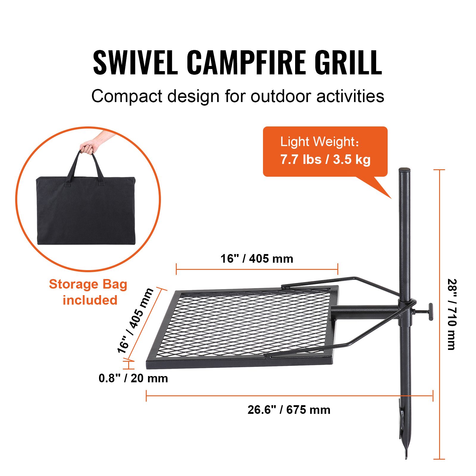 Swivel Campfire Grill, Fire Pi - Camping Cooking Open Fire review and price